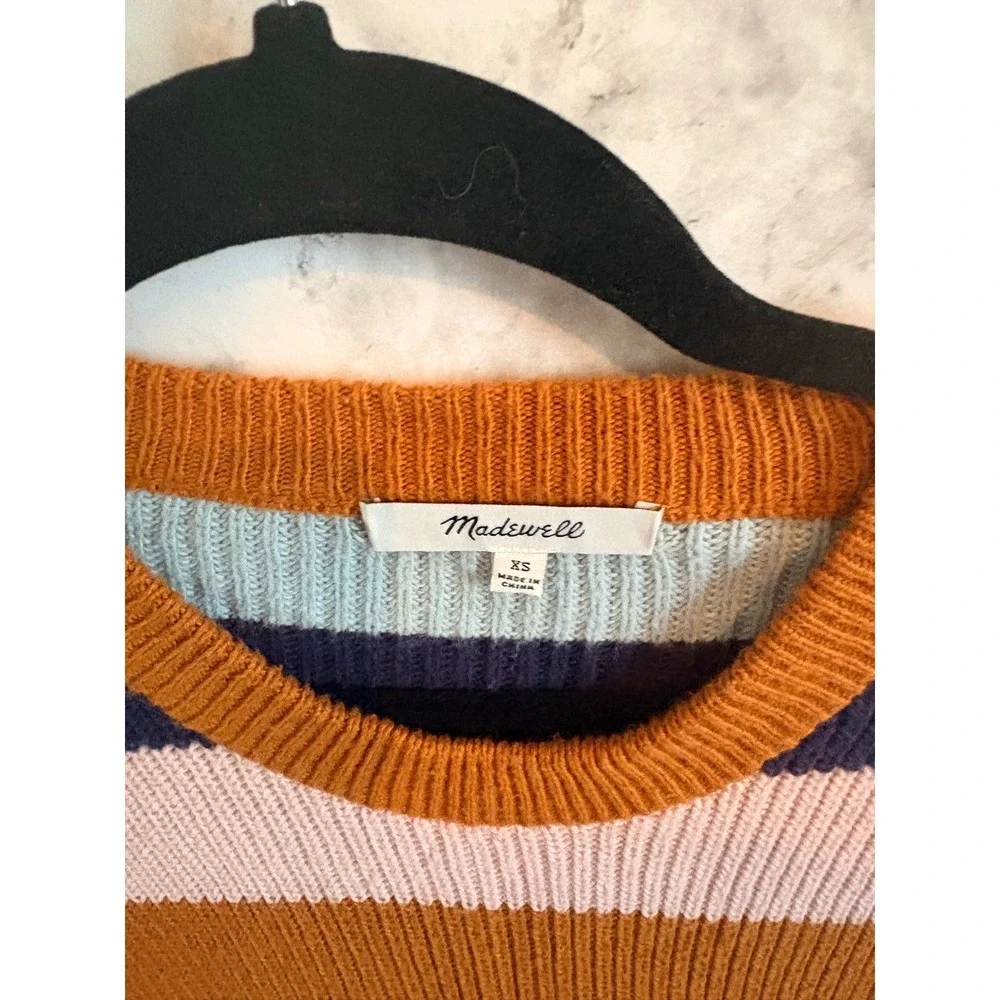 Madewell Striped Knit Crewneck Sweater Women's XS Extra Small Pocket‎ Pul - Picture 4 of 6